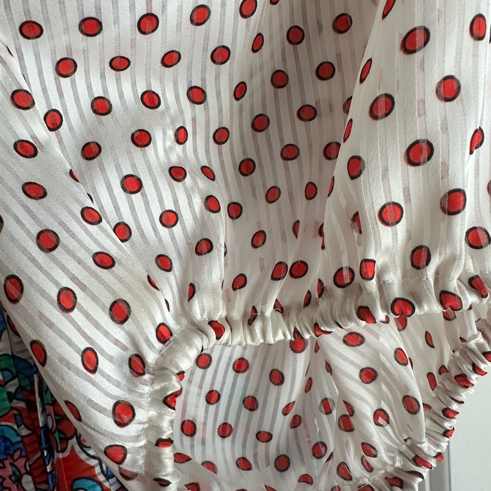 Vintage Diane Freis Floral and Polka Dot Ruffle Georgette Dress size Medium - Picture 6 of 7